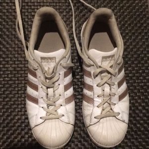 Adidas - white with gold stripes